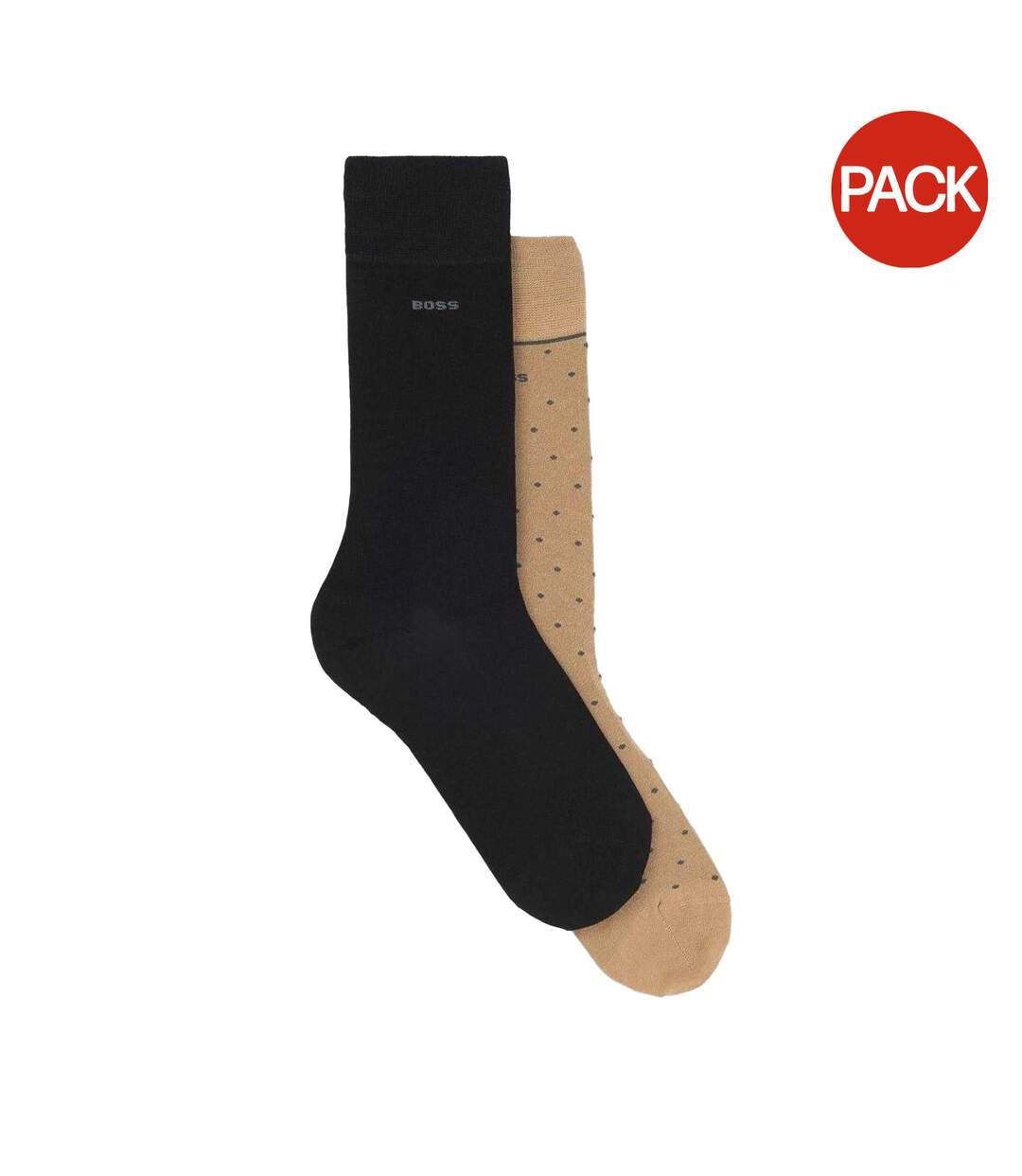Lot De 2  Chaussettes Motif/style À Pois Homme Beige Noir Boss-1