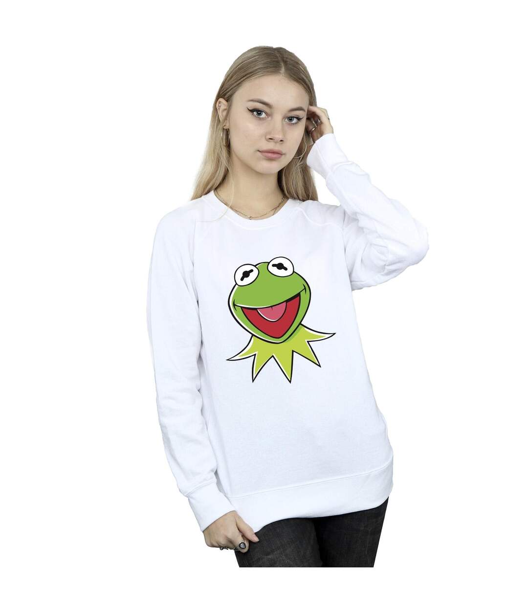 Disney Sweatshirt femme/femme Muppets Kermit Head (Blanc) - UTBI31227-2