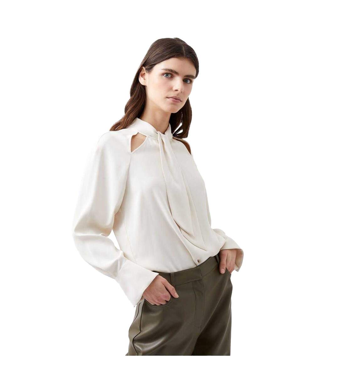 Blouse Manches Longues Carmen Femme Crème French Connection-3