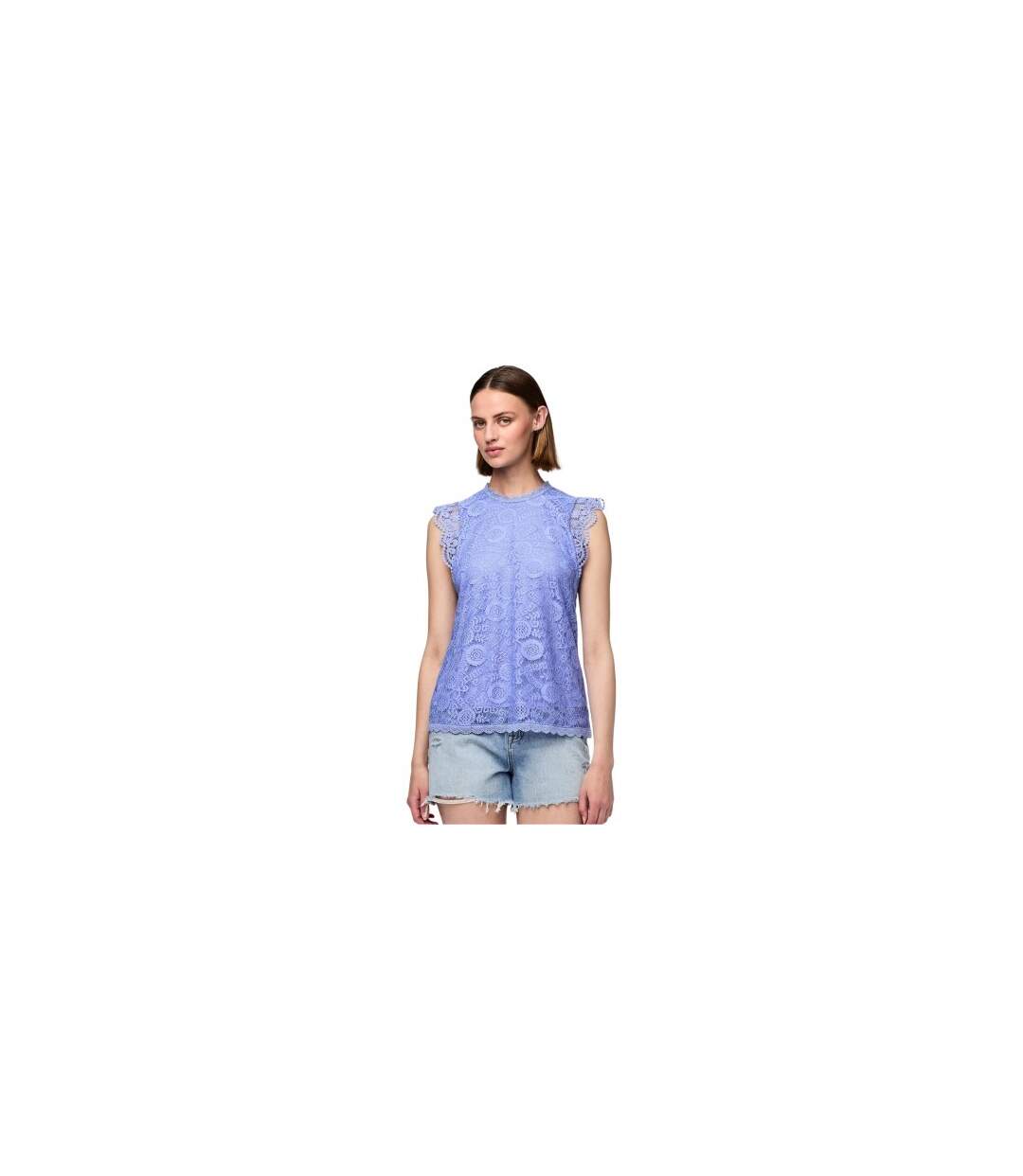 Blouse Sans Manches Motif/style Lacets Femme Bleu Hortensia Pieces-1