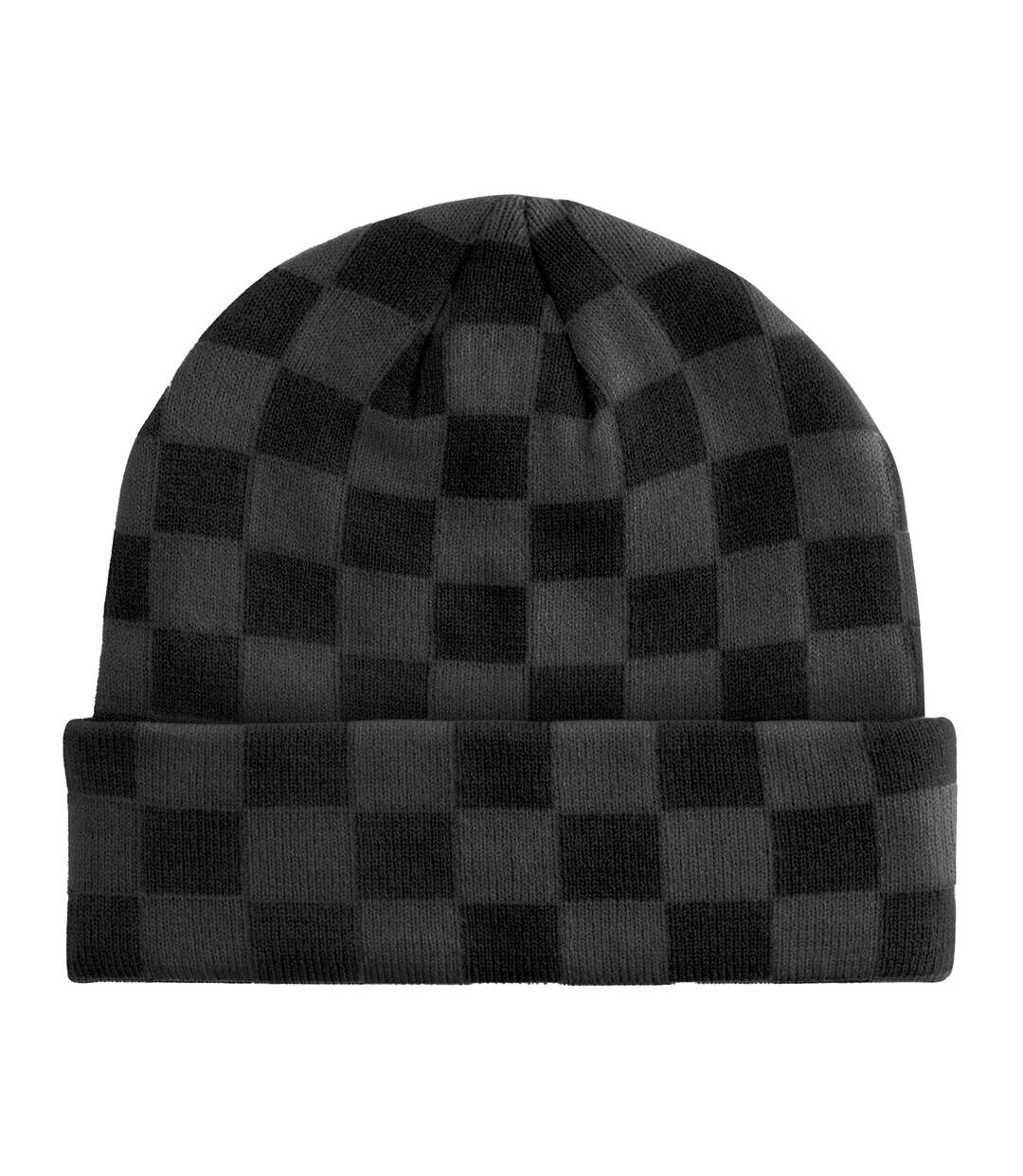 Bonnet Motif/style Damier Adulte Noir Charbon Beechfield-2