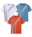 Pack of 3 Men's Sporty T-Shirts - White Orange Blue