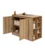 Ilot central 2 portes et 6 niches effet bois naturel ABANA - Beige-5