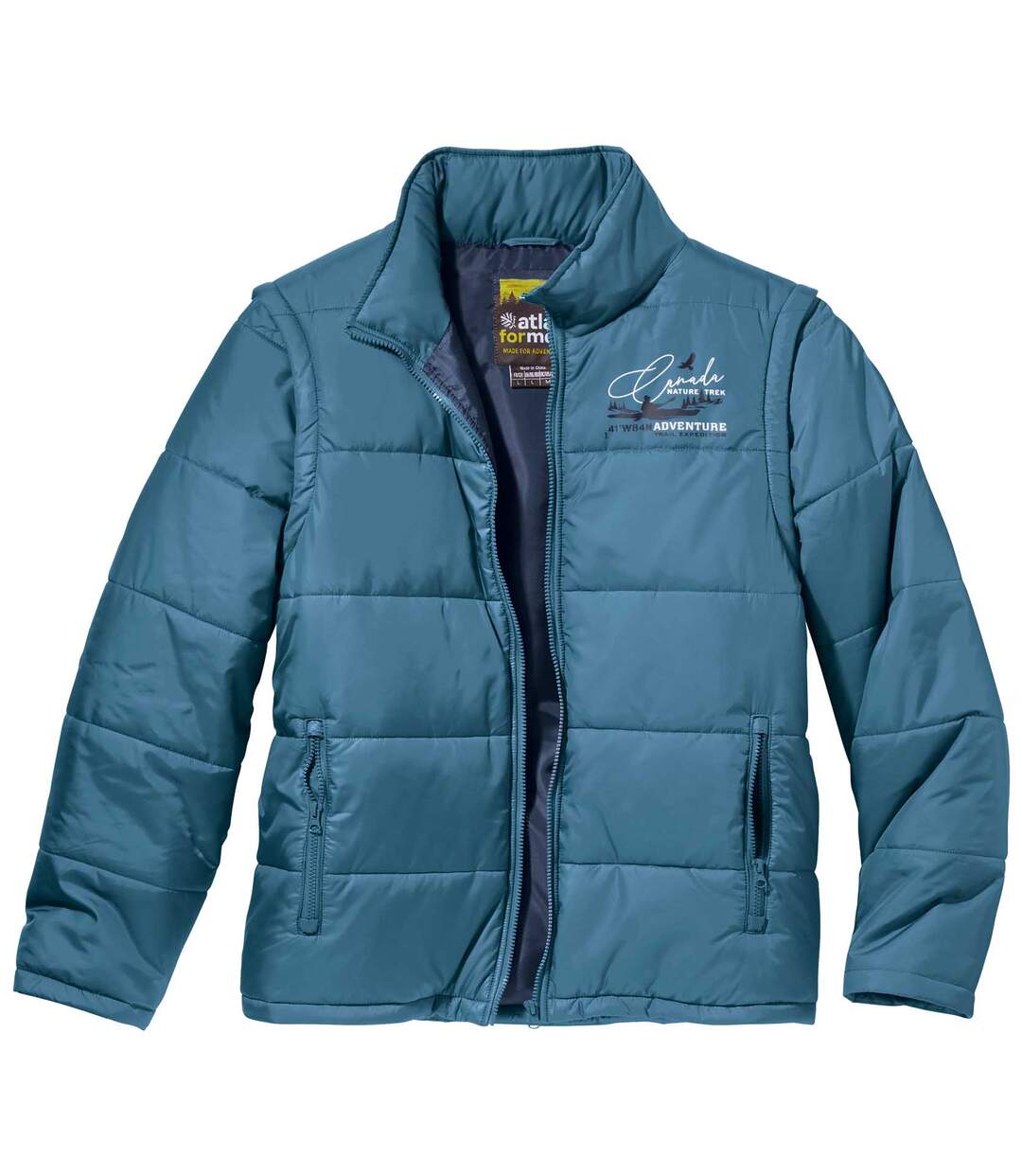 Men's Blue 2-in-1 Puffer Jacket - Water-Repellent-4