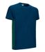 T-shirt bicolore - Unisexe - réf THUNDER - bleu marine et vert bouteille