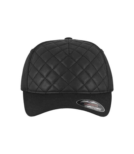 Childrens/kids Diamond Quilt Baseball Cap Black Flexfit