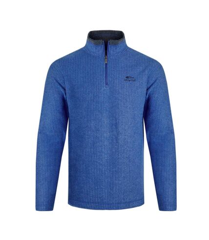 Mens newark grid eco friendly quarter zip fleece top blue Weird Fish