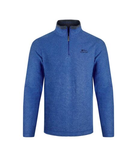 Mens newark grid eco friendly quarter zip fleece top blue Weird Fish