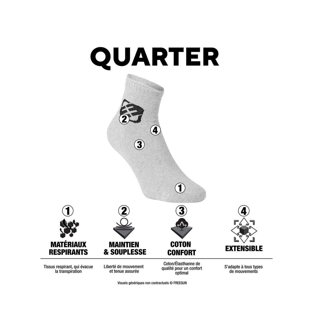 Lot de 6 paires de chaussettes quarter homme Freegun blanc Freegun-2