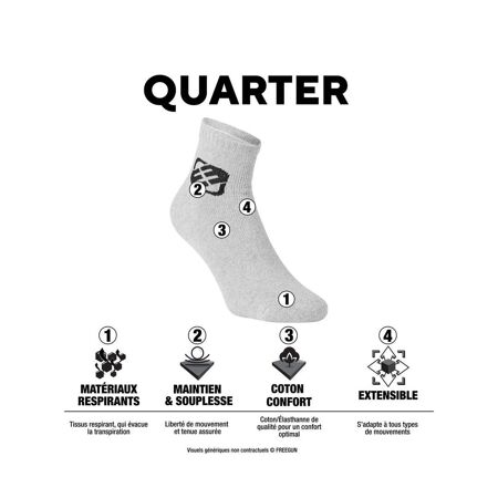 Lot de 6 paires de chaussettes quarter homme Freegun blanc Freegun