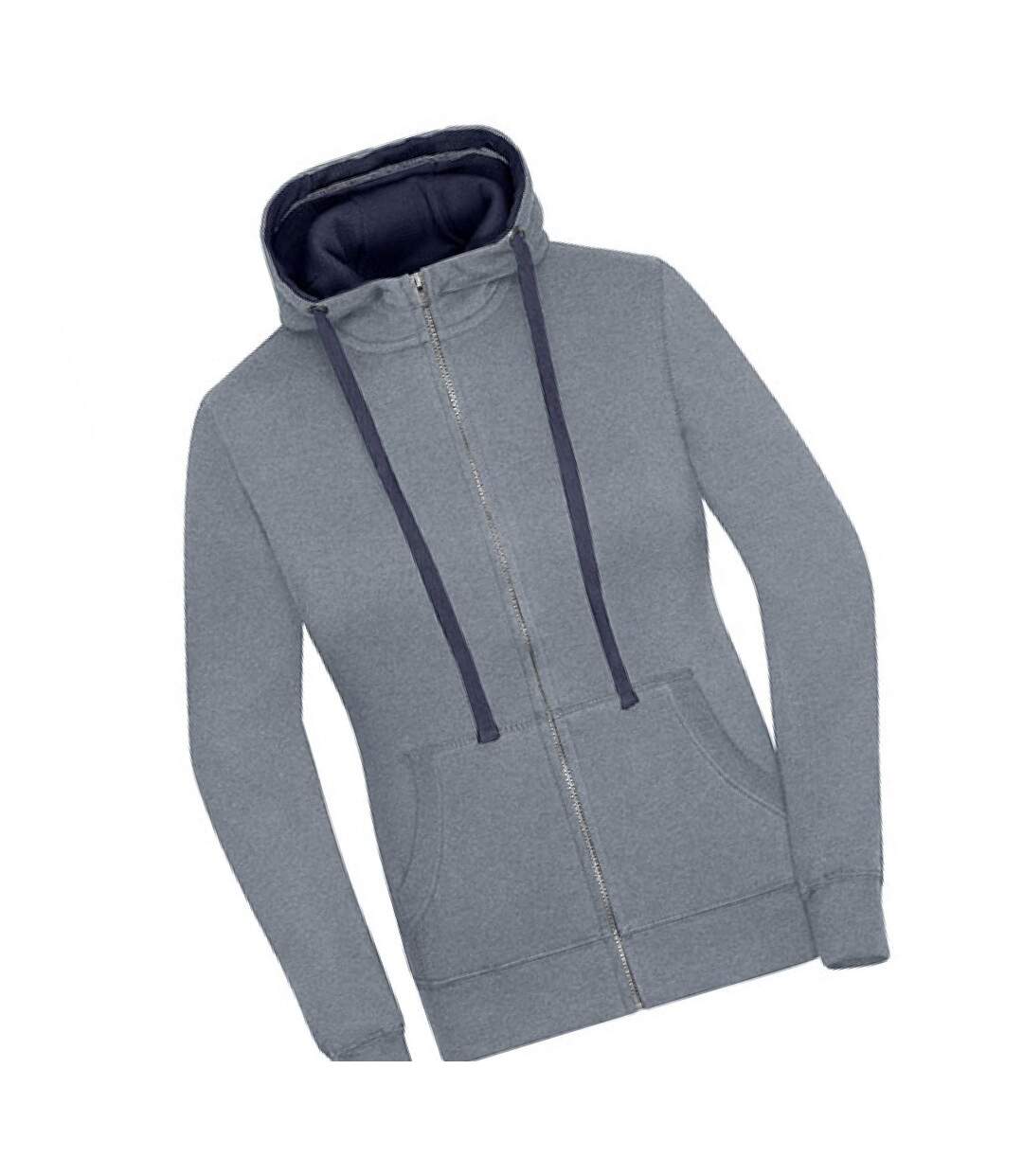 Veste À Capuche Lifestyle Femme Gris Chiné Bleu Marine James And Nicholson-2