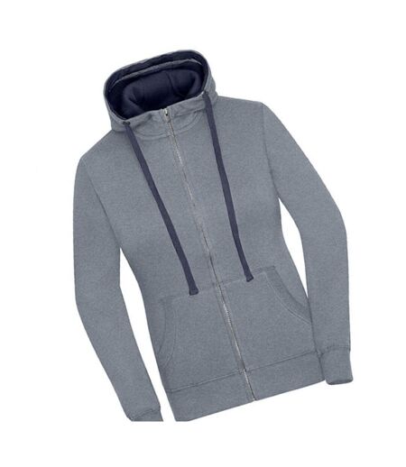 Veste À Capuche Lifestyle Femme Gris Chiné Bleu Marine James And Nicholson