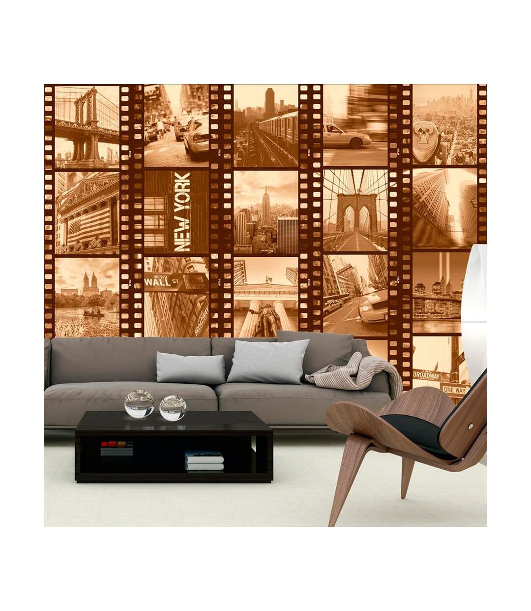 Papier Peint New York Collage Sepia 50x1000cm-1