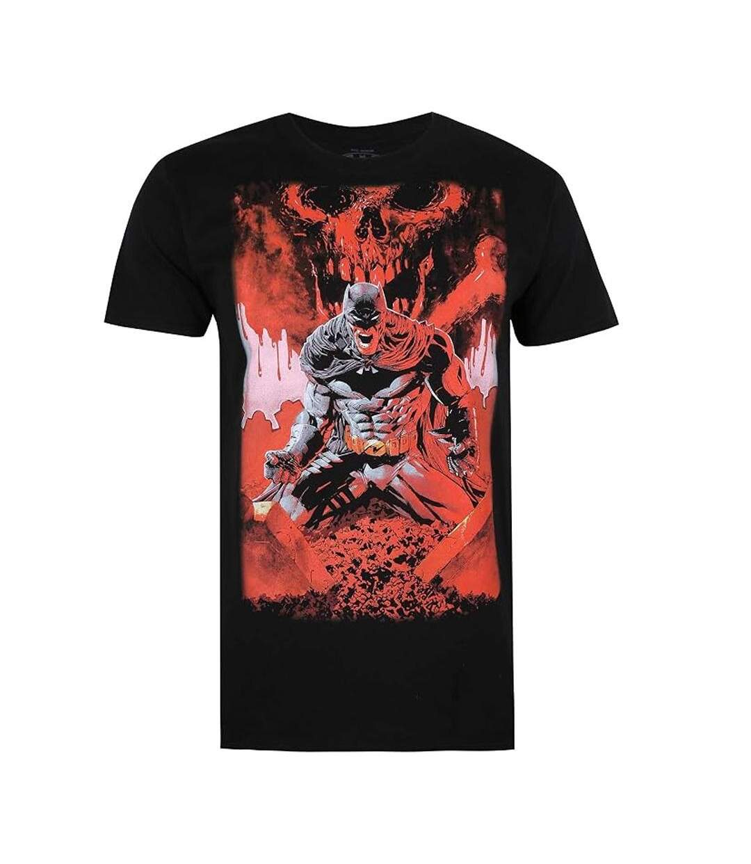 T-Shirt noir homme comics batman grave-1