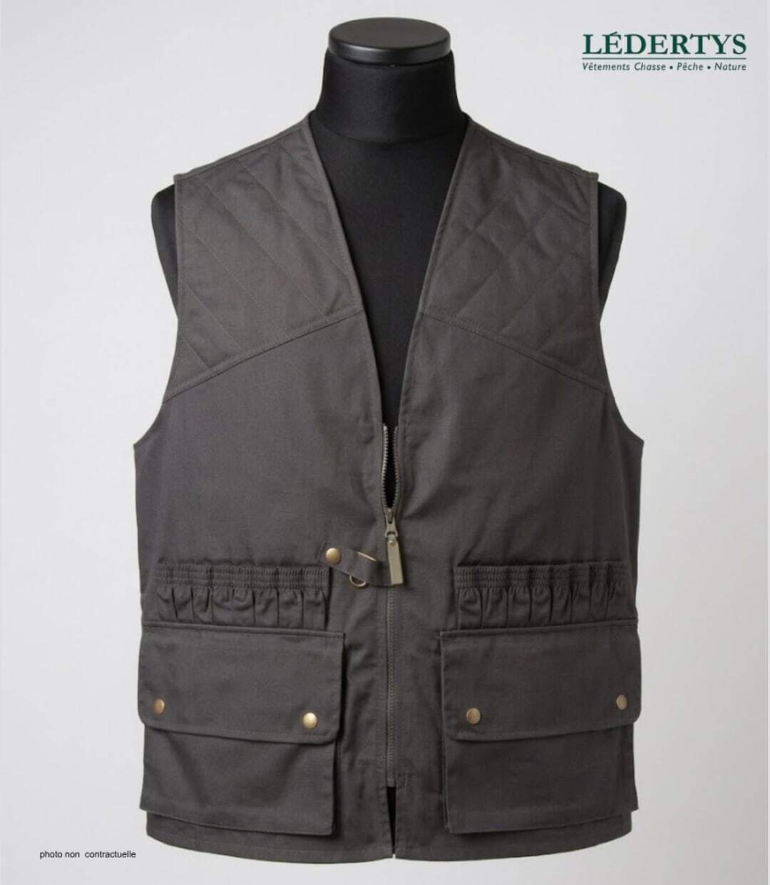 LEDERTYS LY0207 — Gilet de chasse sans manches vert : l'équipement fonctionnel à cartouchière 16 tubes-3