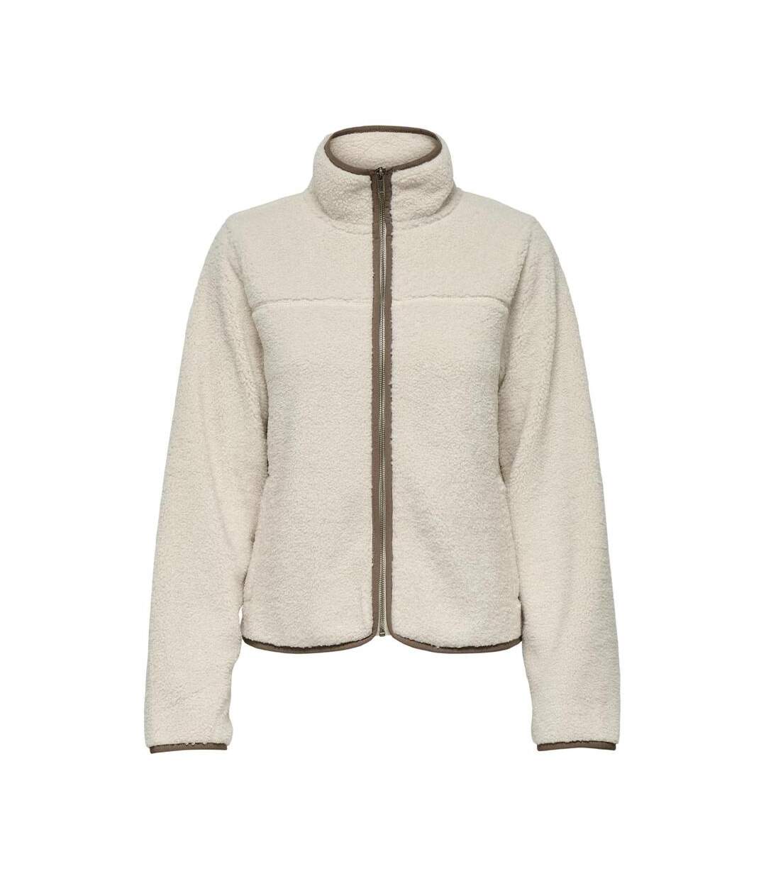 Veste bouclette écru femme jdy teddy-1