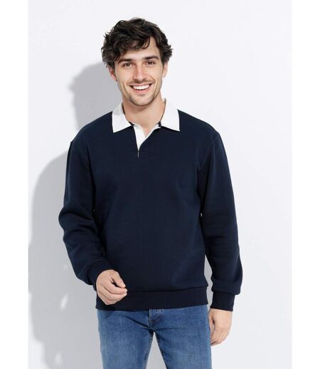 Sweat shirt avec col polo contrasté