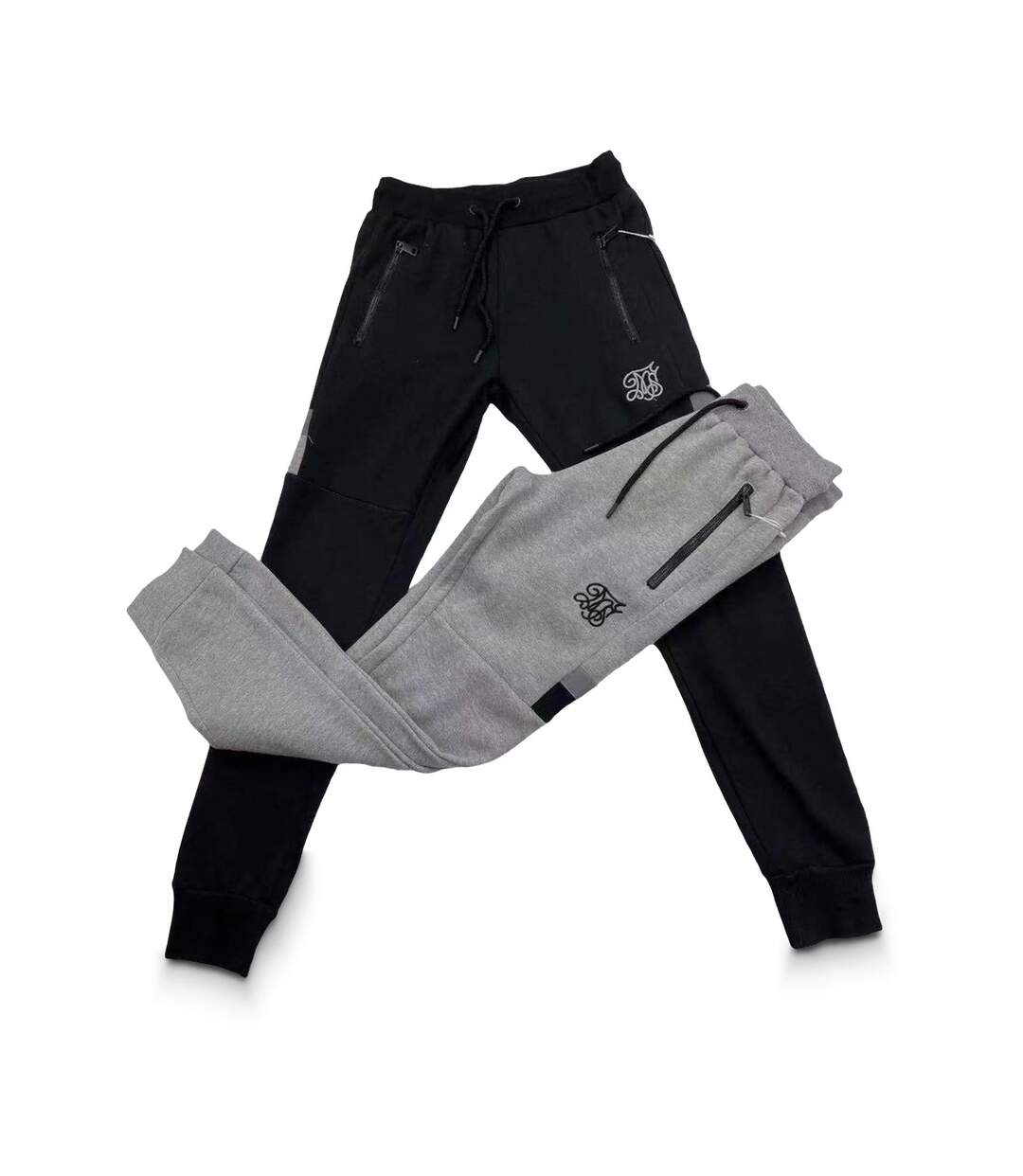 joggings homme de couleur noir coupe slim  en molleton cordon de serrage-5