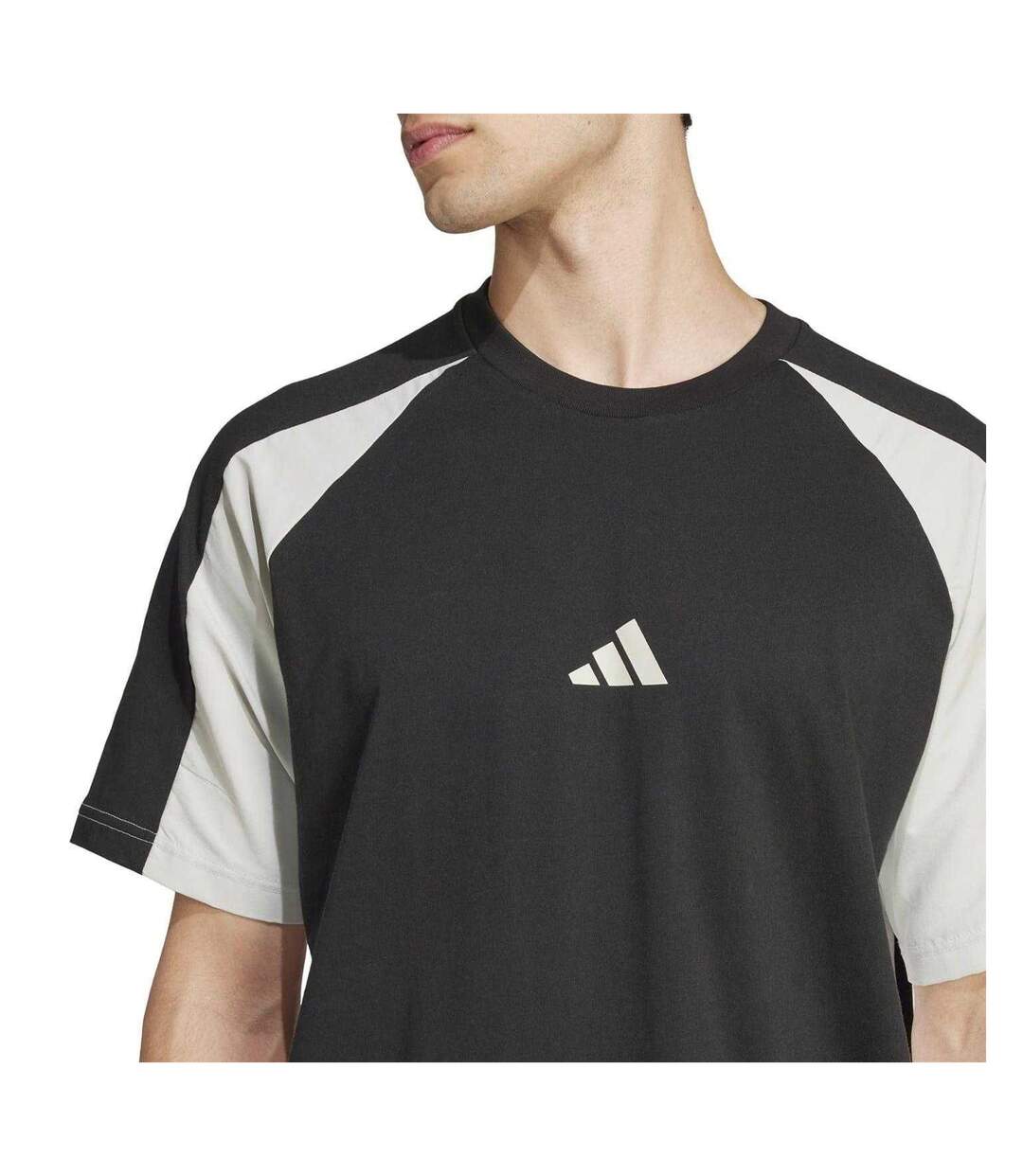 Mens Essentials Colour Block T-shirt Black Adidas-4