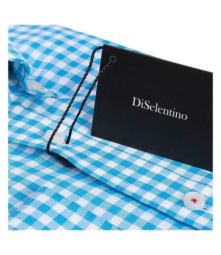 Chemise Motif/style À Carreaux Santorini Homme Turquoise Vif Di Selentino