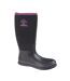 Botte En Caoutchouc Uni Femme Noir Violet Woodland-1
