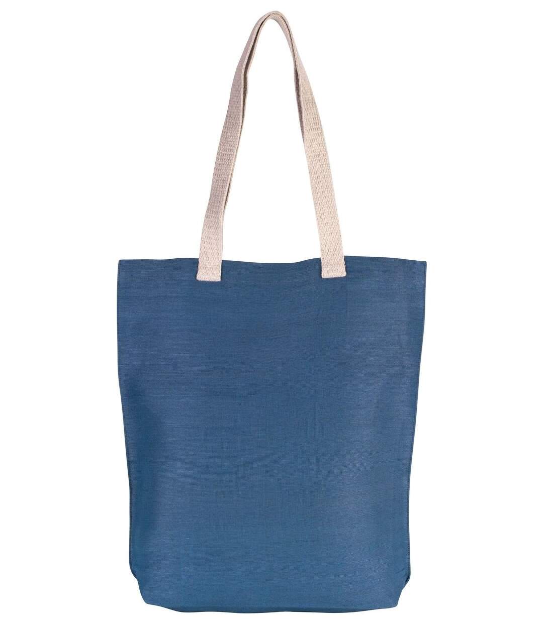 sac shopping en toile de jute - KI0229 - bleu-1