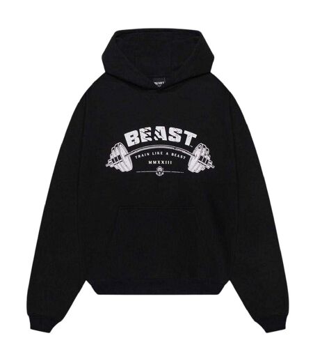Mens Graphic Print Relaxed Fit Pullover Hoodie Black BEAST
