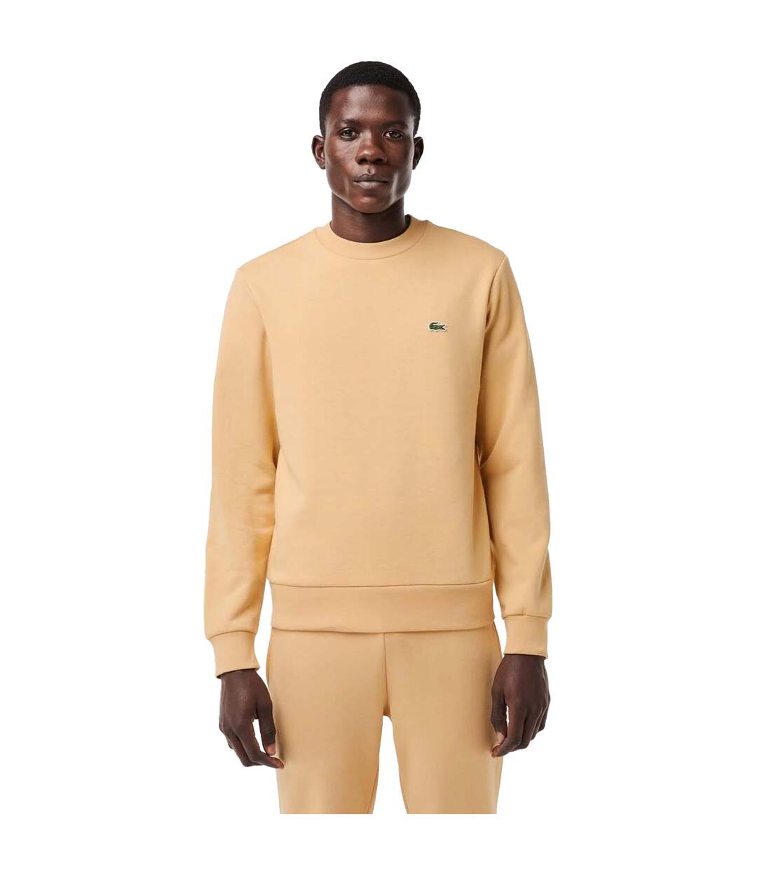 Mens Fleece Crew Neck Sweatshirt Natural Lacoste-1