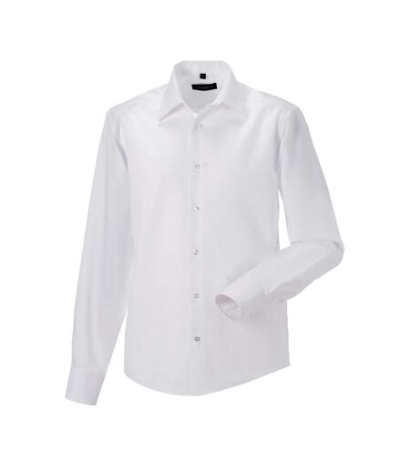 Russell Mens Ultimate Non-Iron Tailored Long-Sleeved Formal Shirt (White)