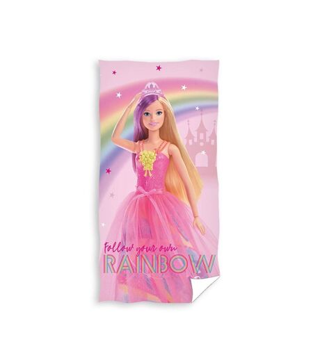 Barbie - Serviette FOLLOW YOUR OWN RAINBOW (Rose) (140 cm x 70 cm) - UTAG2893
