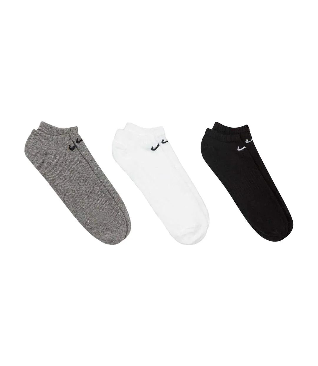 Lot De 3  Socquettes Discrètes Homme Noir Gris Blanc Nike-2