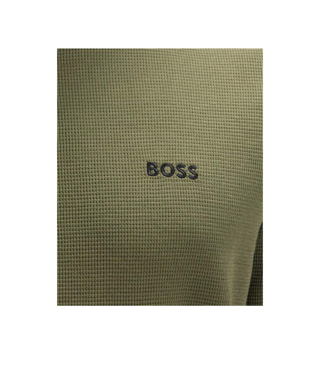 Mens Waffle Knit Structured Pyjama Top Green Boss-3