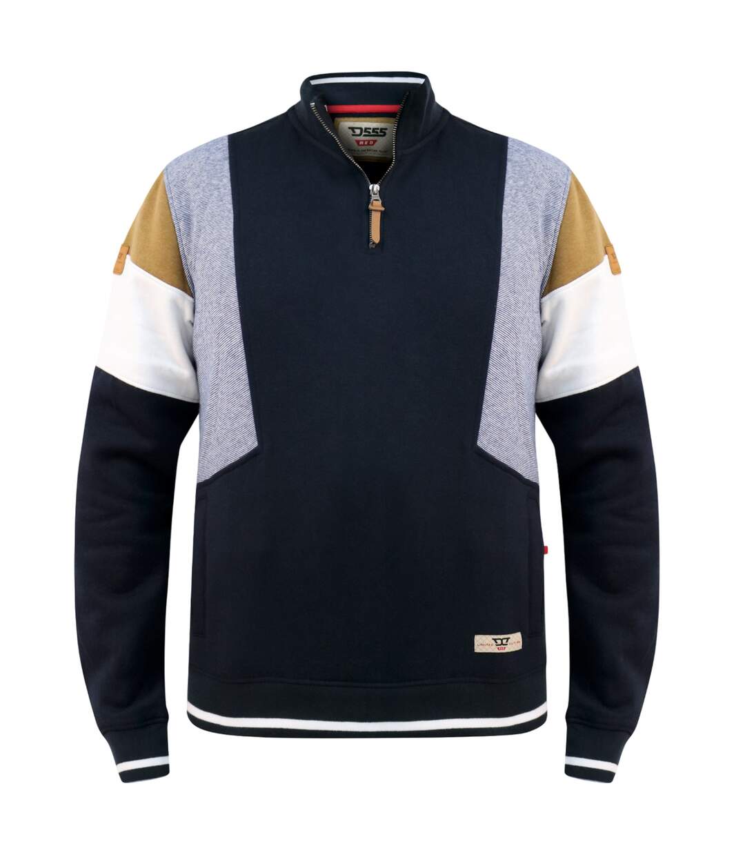 Sweat d555 kenington homme bleu marine / blanc / moutarde Duke