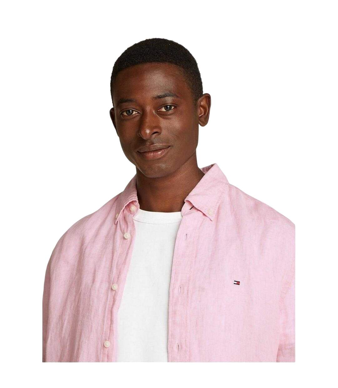 Mens Linen Regular Long-sleeved Shirt Classic Pink Tommy Hilfiger-4