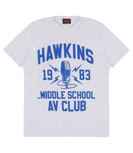 Stranger Things T-shirt AV Club pour le collège de Hawkins (Gris chiné/Bleu) - UTPG1908