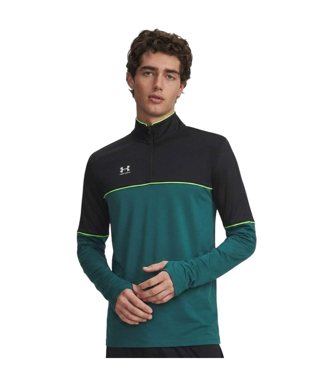 Haut De Survêtement Challenger Homme Vert Noir Under Armour-1