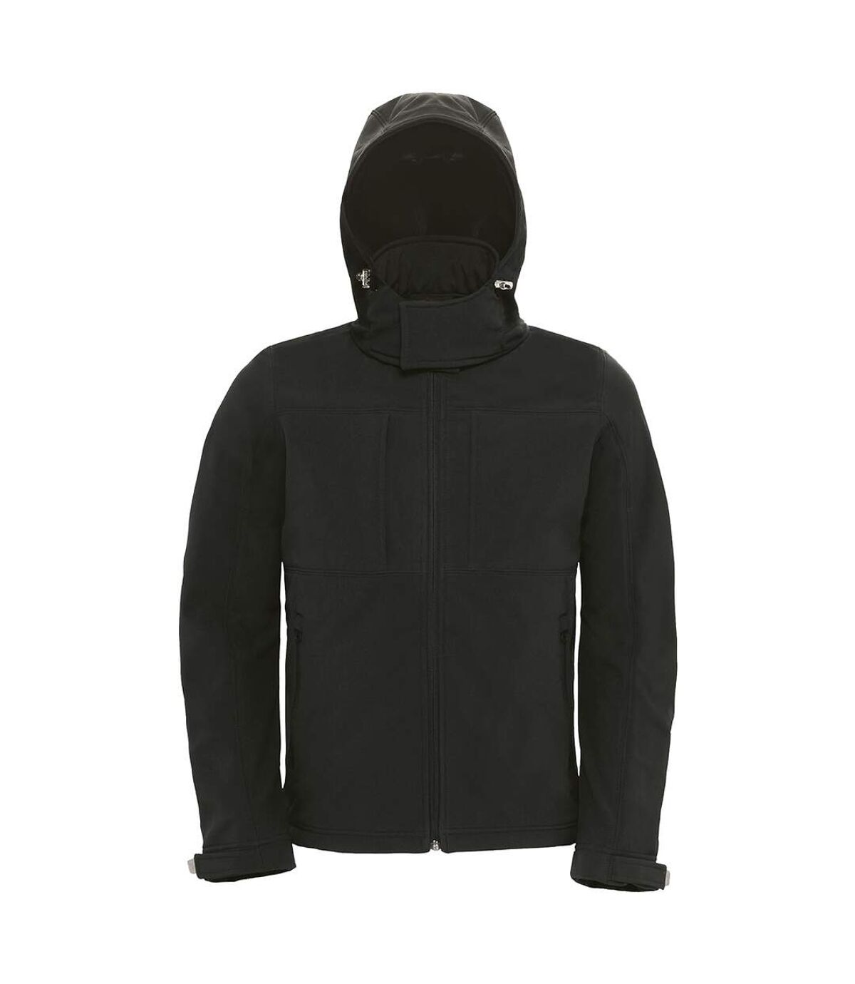 B&C Mens Hooded Softshell Breathable, Waterproof & Windproof Jacket (Fleece Lini (Black) - UTBC2001