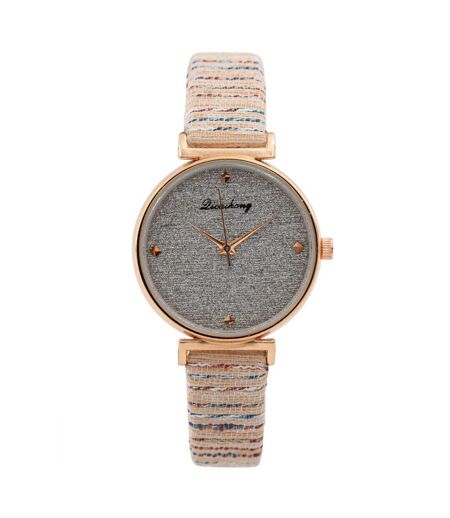 Eclatante Montre Femme Rose Strass CHTIME