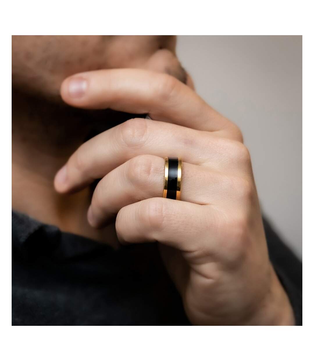 Bague Anneau Homme Acier Doré  LACA