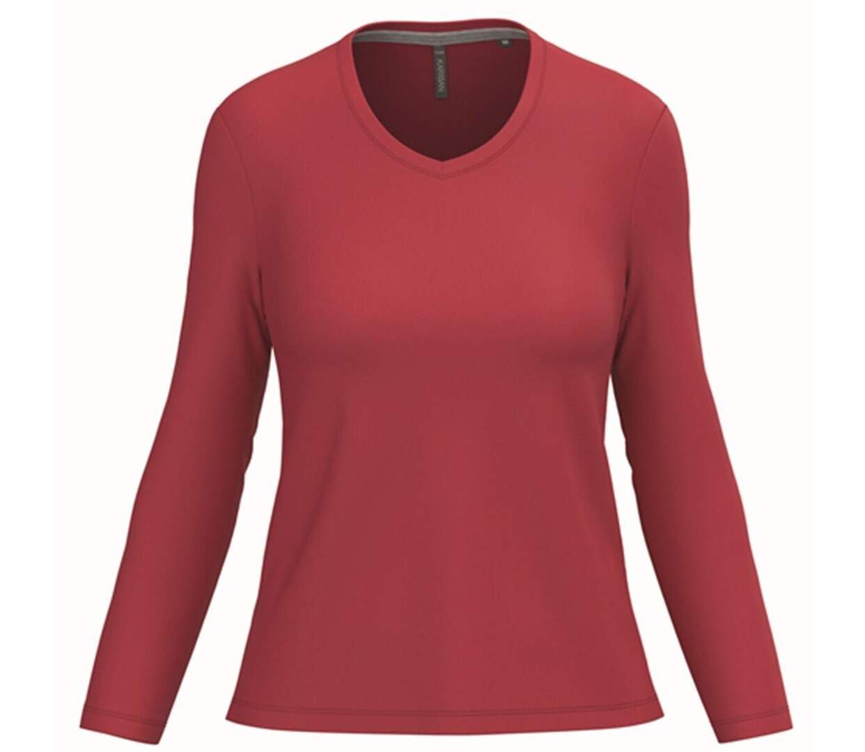 T-shirt manches longues col V - Femme - K382 - rouge-1