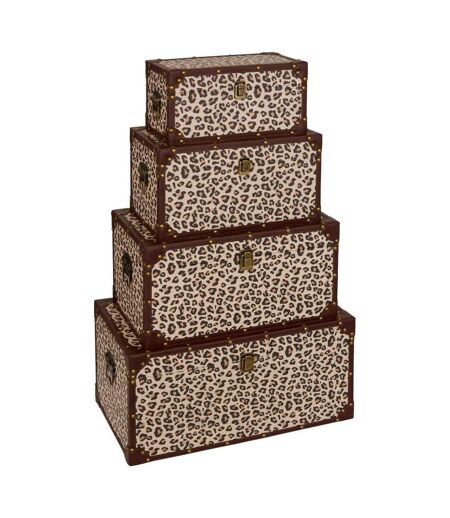 Lot de 4 Malles de Rangement Léopard Telna 56cm Marron