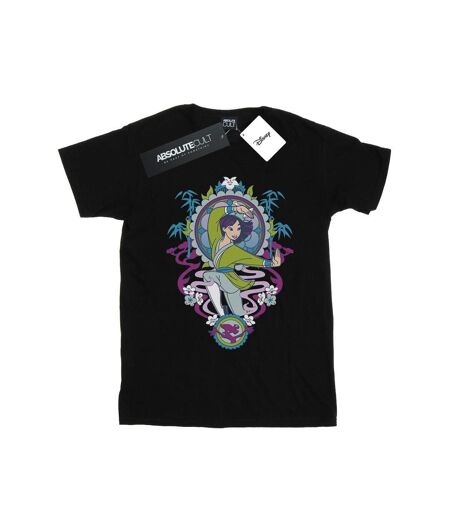 Disney Femme/Les femmes Mulan Ornamental Cotton Boyfriend T-Shirt (Noir) - UTBI49646