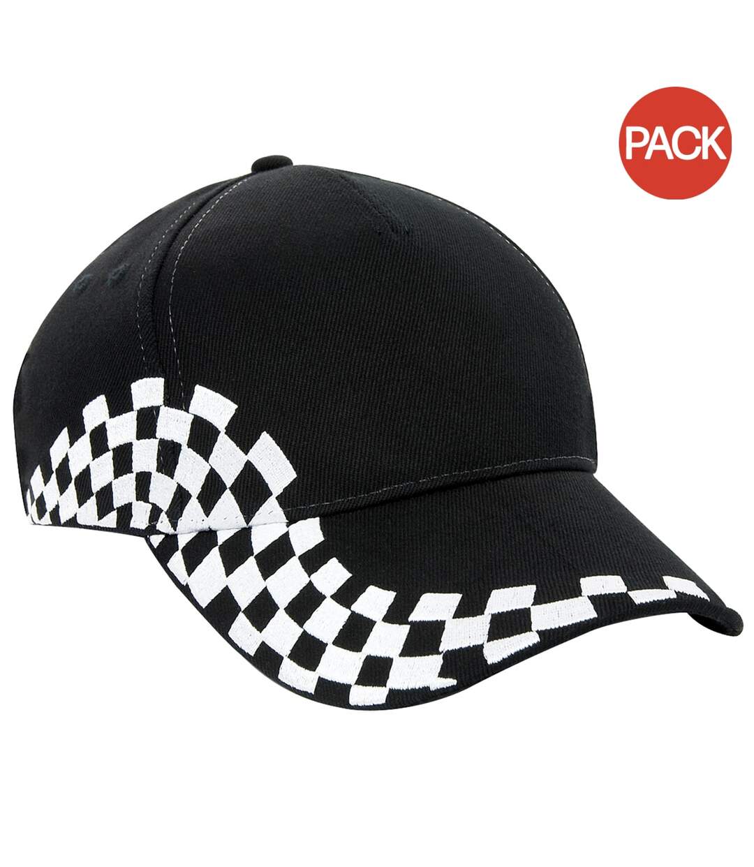 Beechfield Unisex Grand Prix Baseball Cap (Pack of 2) (Black) - UTRW6755-1