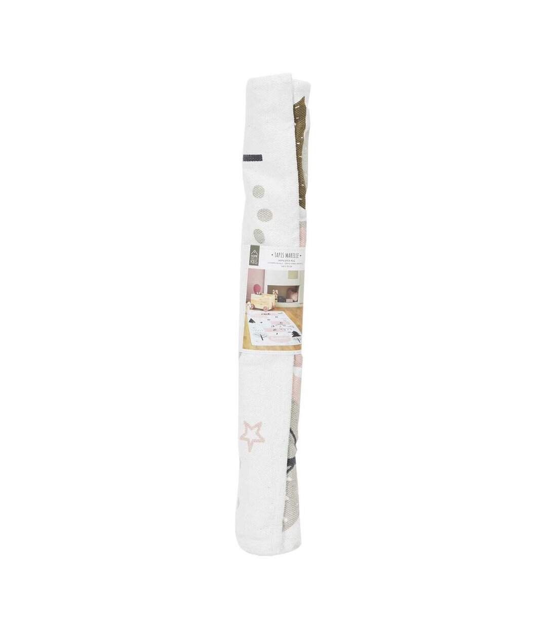Tapis jeu enfant en coton 140x70 cm Marelle girly-3