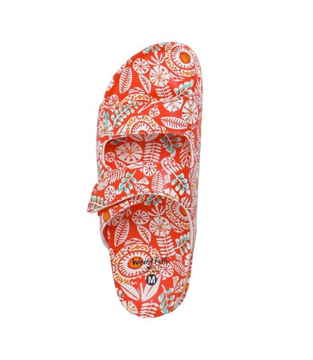 Womens/ladies appledore printed pool sliders tango red Weird Fish