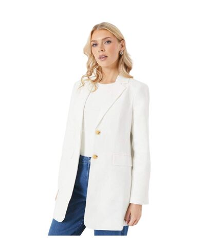 Womens/ladies linen single-breasted oversized blazer cream Principles