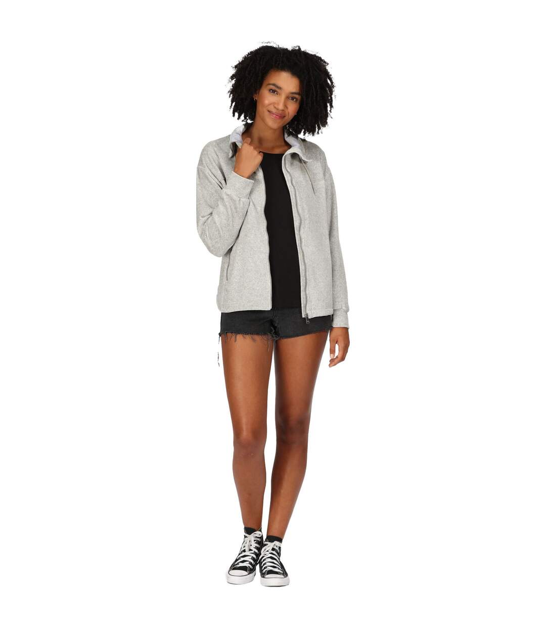 Womens/ladies Jessalyn Velour Full Zip Fleece Jacket Paloma Grey Marl Regatta-1