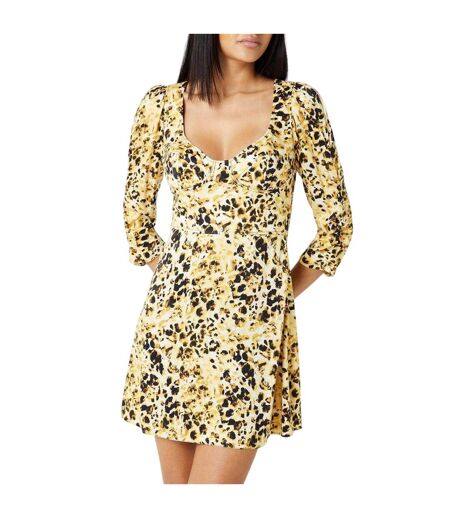 Robe Courte Motif/style Imprimé Léopard Femme Jaune Marron Hugo