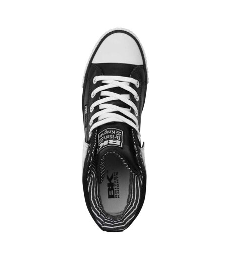 Mens Roco Folded Collar High Top Trainers Black White British Knights
