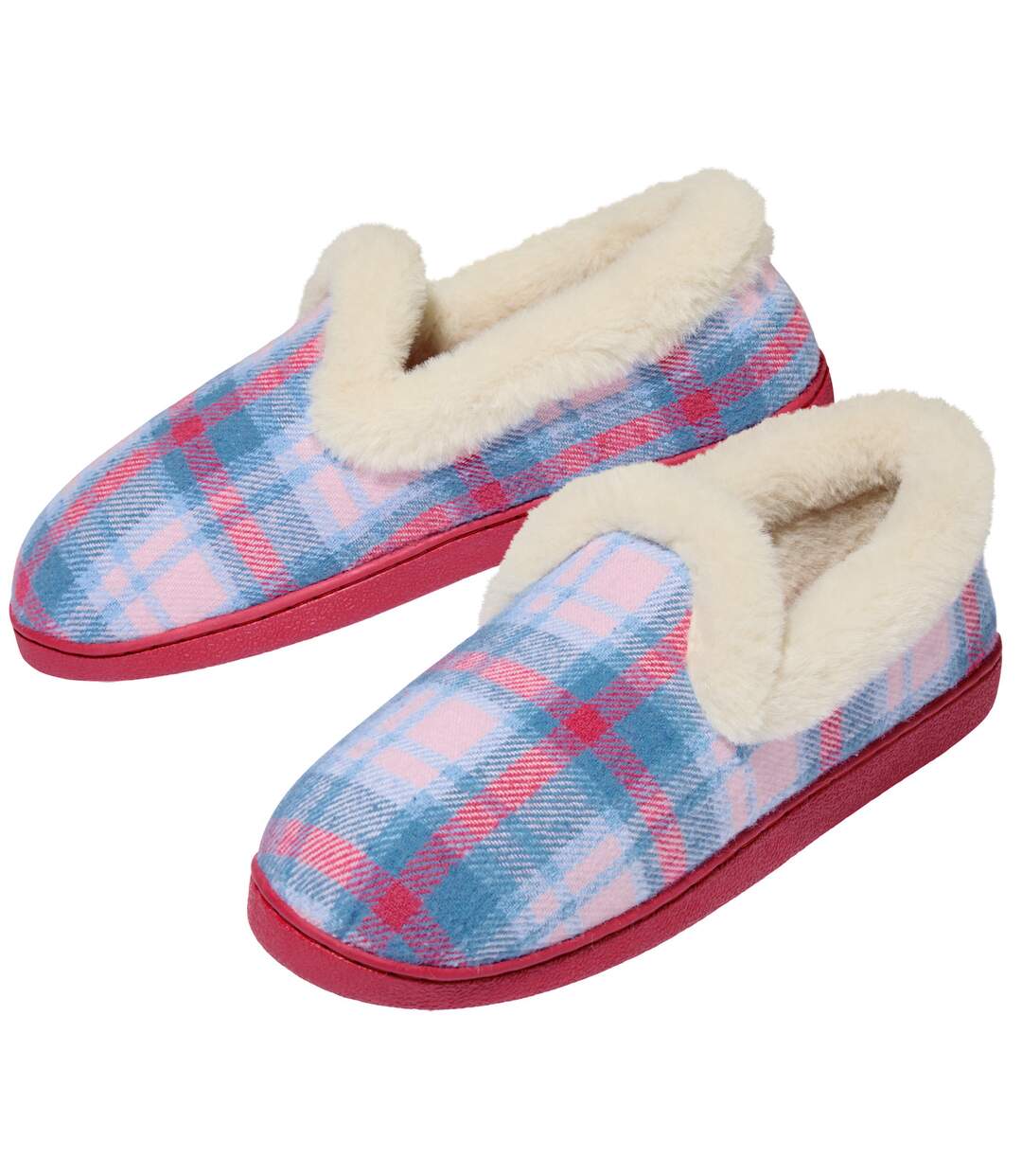 Chaussons à Carreaux Doublés Fausse Fourrure-2